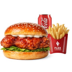 Flex Chicken barbecue burger meal